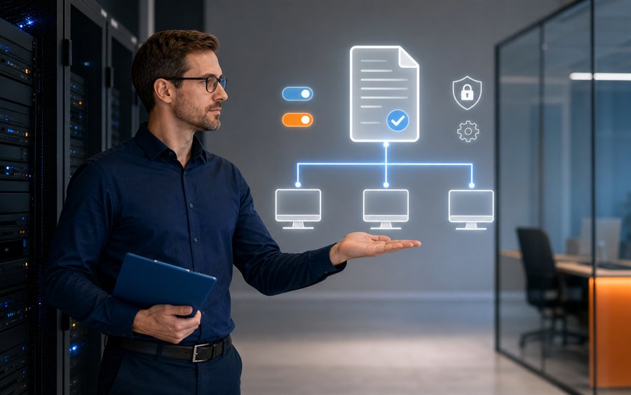 Administrator verwaltet zentrale Gruppenrichtlinien für Windows Clients