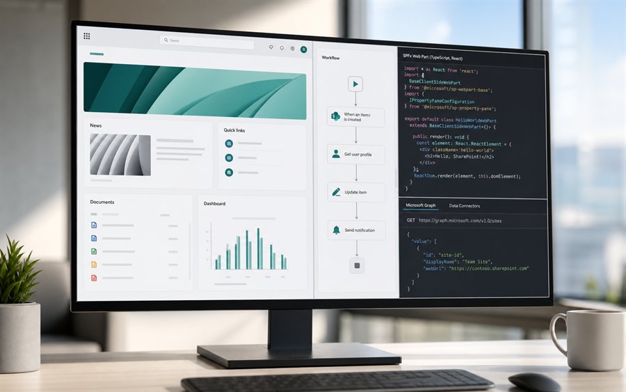 Entwicklerarbeitsplatz mit SharePoint WebPart, Workflow und Code fuer SPFx Training